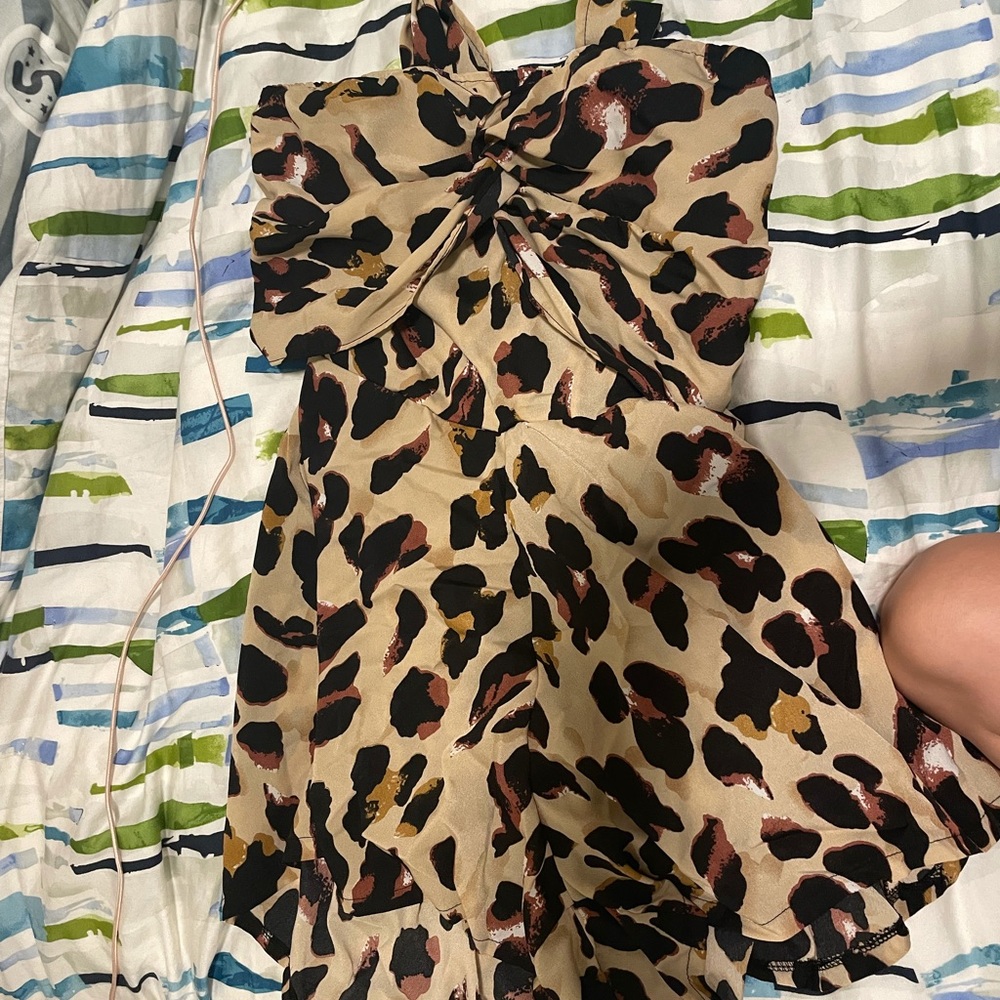Leopard open back romper